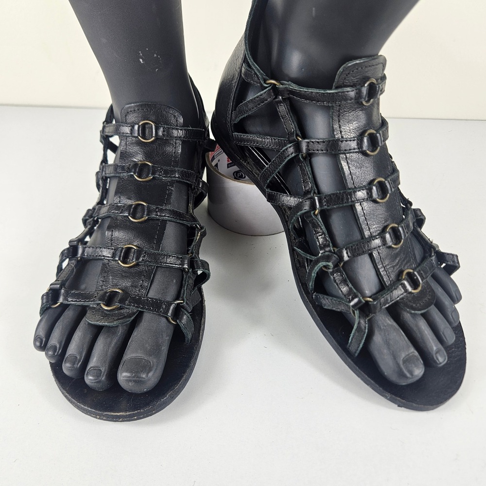 Kenneth Cole New York Womens 7.5 Flower Bloom Gladiator Sandals Black Leather